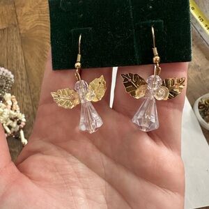 Handmade Gold tone and Crystal Angel Earrings
